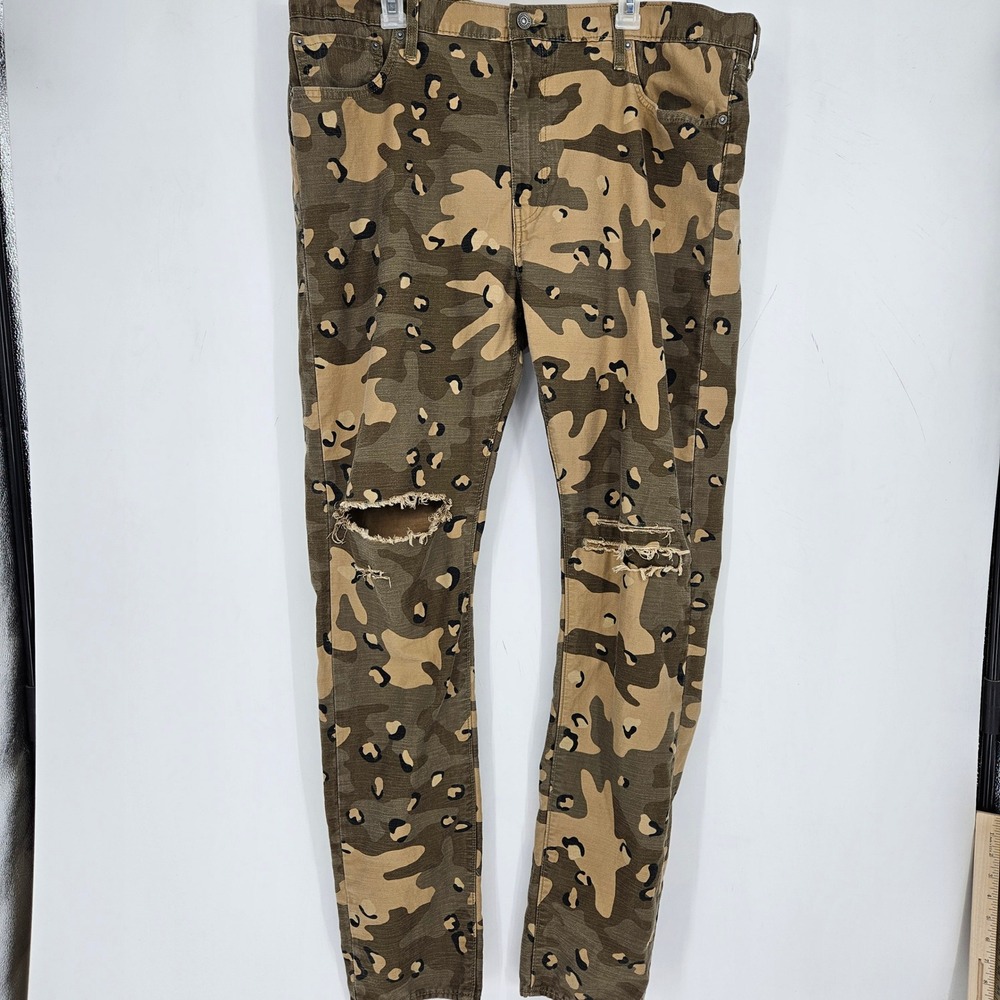 Levis Jeans Mens Sz 42 Lo‎ Ball Camouflage Ripped Distressed Slim Tapered